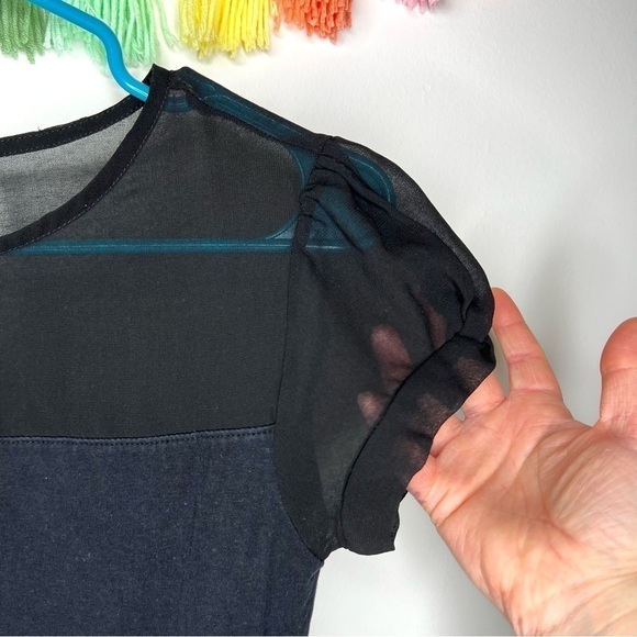 Express Black Short Sleeve Mesh Formal Dressy Business Casual Blouse Extra Small - Picture 4 of 12